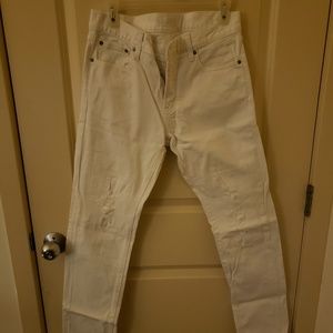 White Ripped slim fit jeans